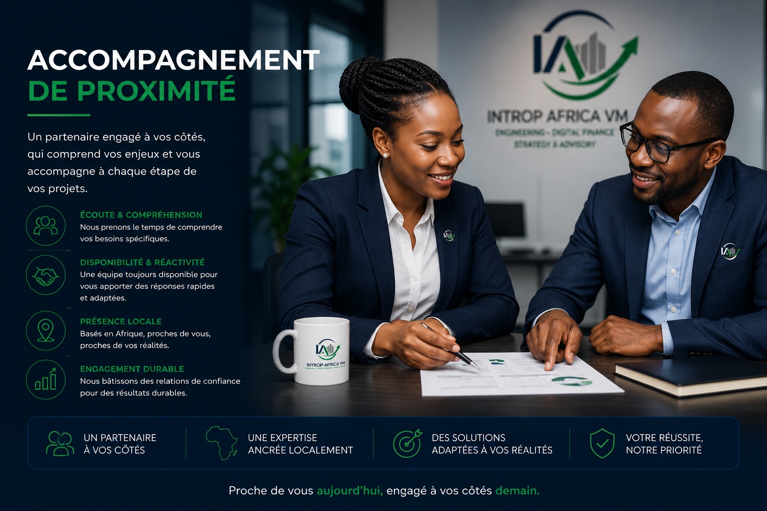 Accompagnement de proximité — conseillers INTROP AFRICA VM avec un client