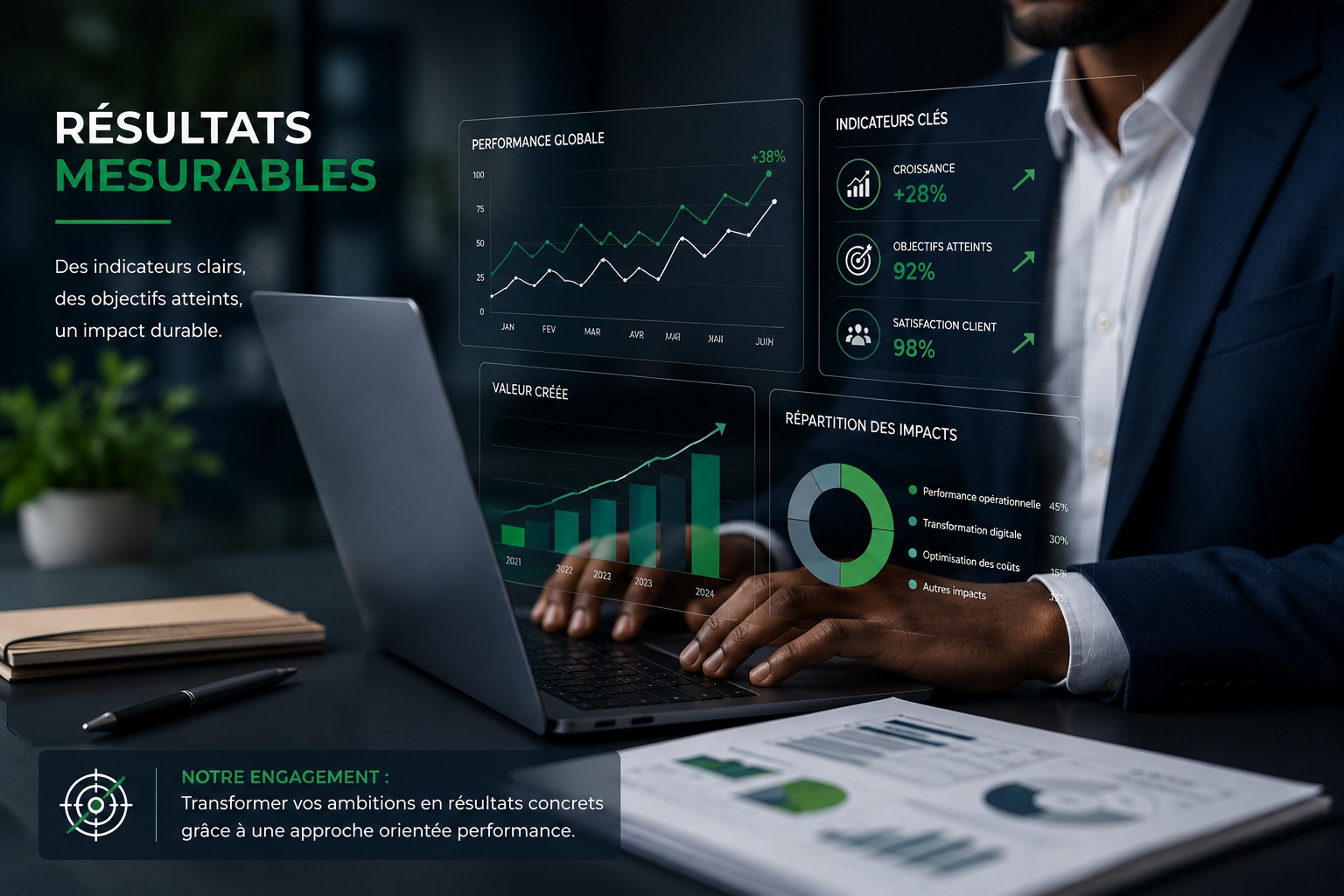 Résultats mesurables — indicateurs de performance et tableaux de bord